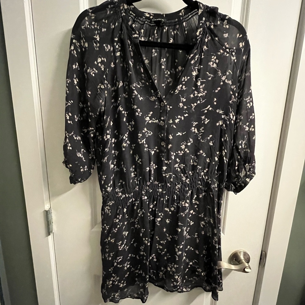 Club Monaco sheer long sleeve dress